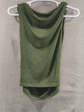 Sleeveless Olive Green Drape Neck Top